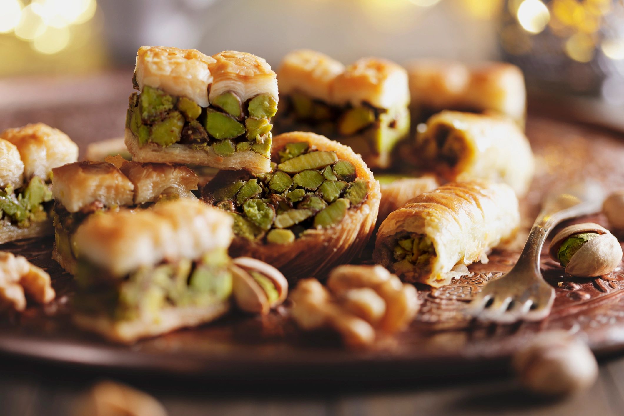 Baklava pastry with pistachios and honey